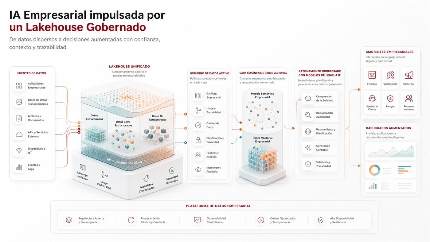 Imagen de referencia de Lakehouse e inteligencia artificial empresarial
